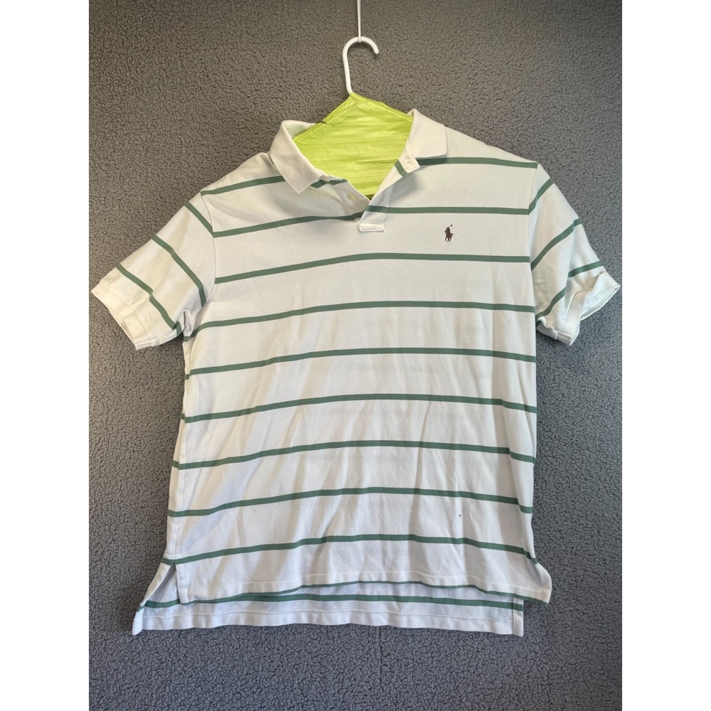 VINTAGE Polo‎ Ralph Lauren Shirt Men XXL, White Green Stripes